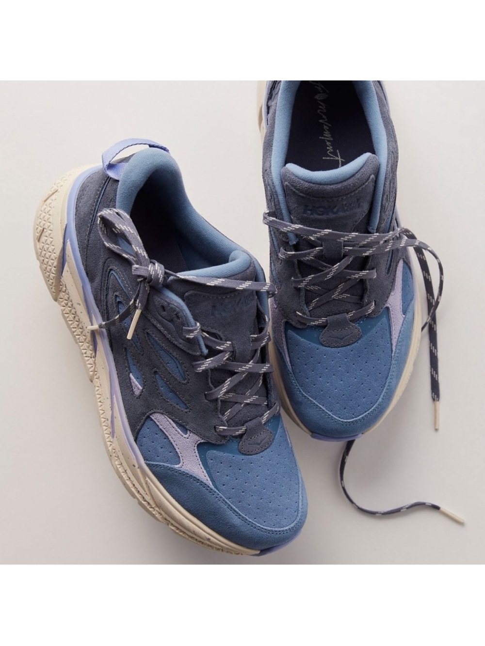 Hoka Women's Blue and Lavender Suede-Accent Sneakers